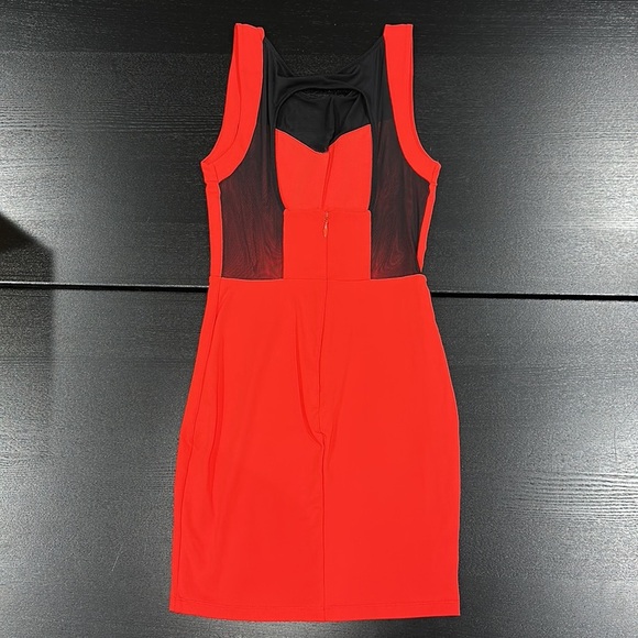 Bebe Red Bodycon Mini Dress with Mesh Inserts - XS - Picture 3 of 12